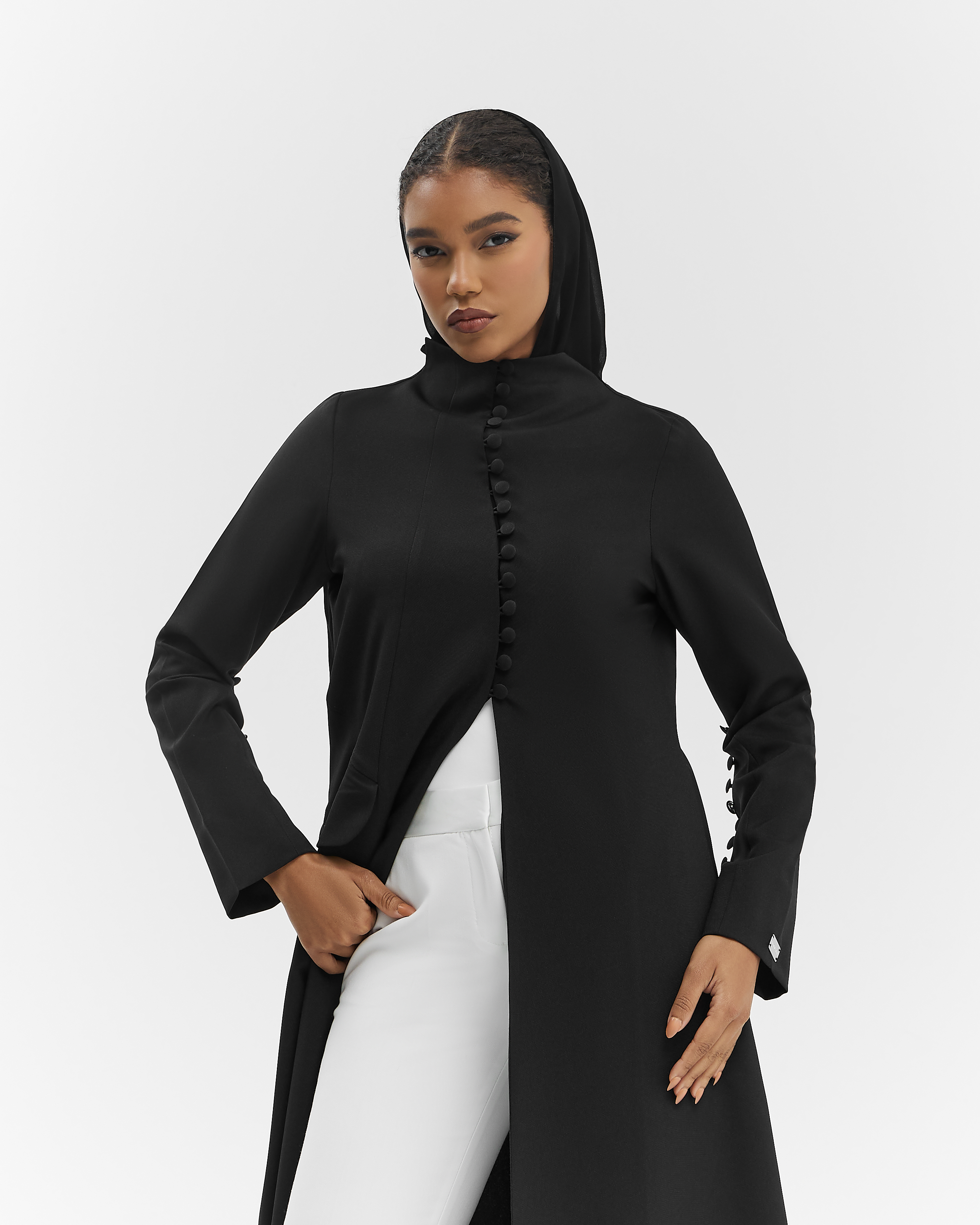 High Neck Buttoned