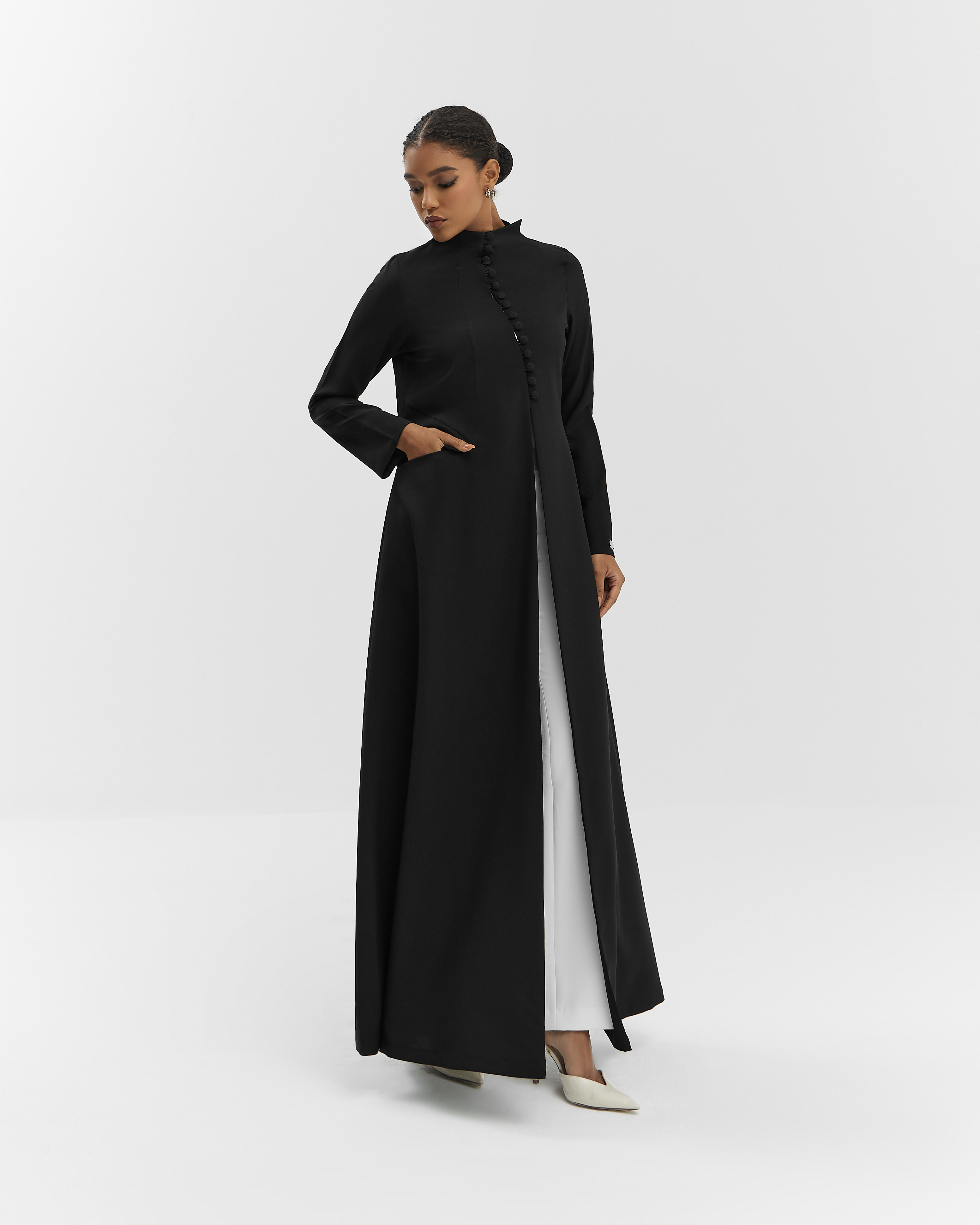 High Neck Buttoned